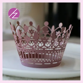 

12pcs/lot free shipping DG-37 Jining Haoze Crafts luxury crown Cupcake Wrappers pink decoration for baby shower
