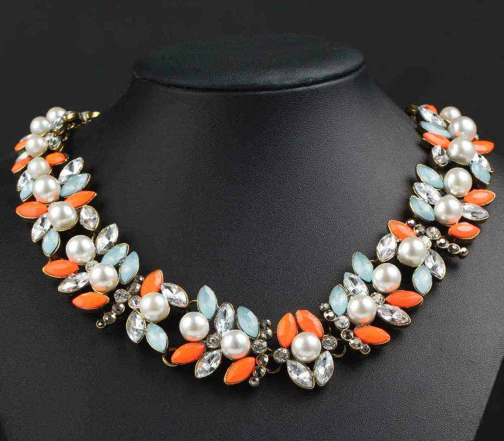 

Newest festive Gorgeous Fashion Necklace Jewelry crystal ra Department Statement Necklace Women Choker Necklaces Pendants q717