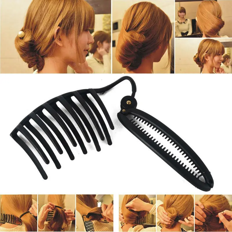 Women Diy Hair Styling Updo Bun Comb Clip Tool Formal French Twist