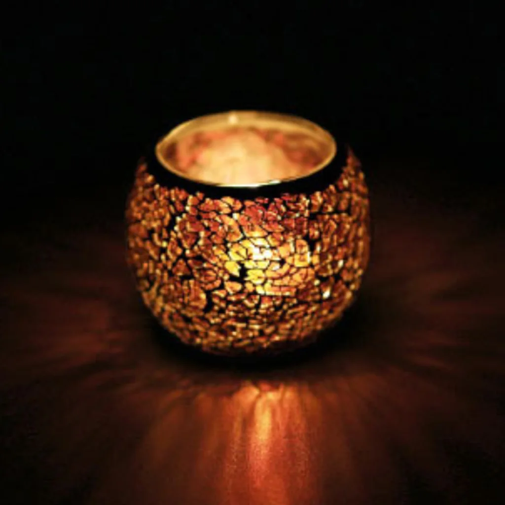 Mosaic Glass Votive Candle Tea Light Candelabra Candlestick Mood Light Lamp Shade Scented Candleholder Festive Decor 5-set