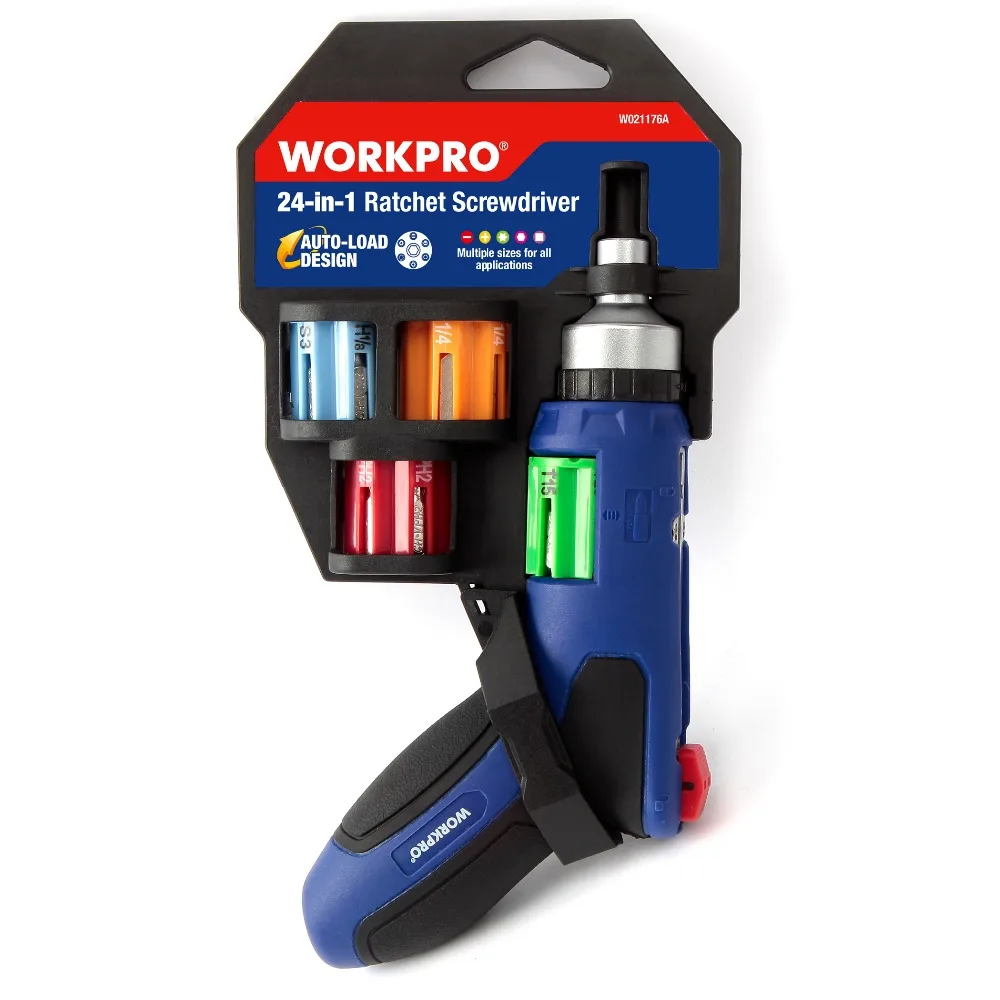 WORKPRO 24 IN 1 Auto Loading Ratchet Screwdriver with Bits Set Easy