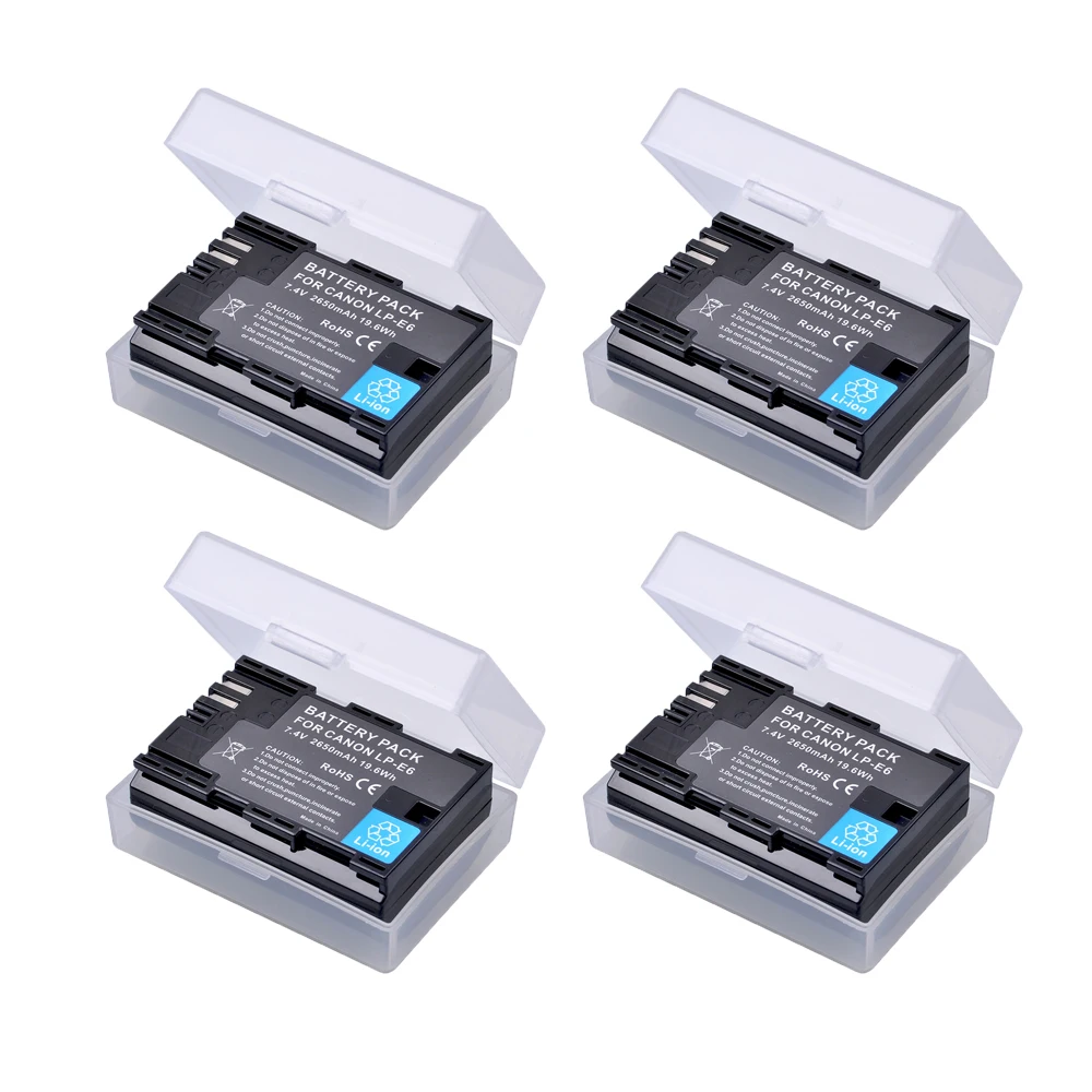 4pc 2650mAh LP E6 LPE6 LP E6 LP E6N Rechargeable Li ion Battery For