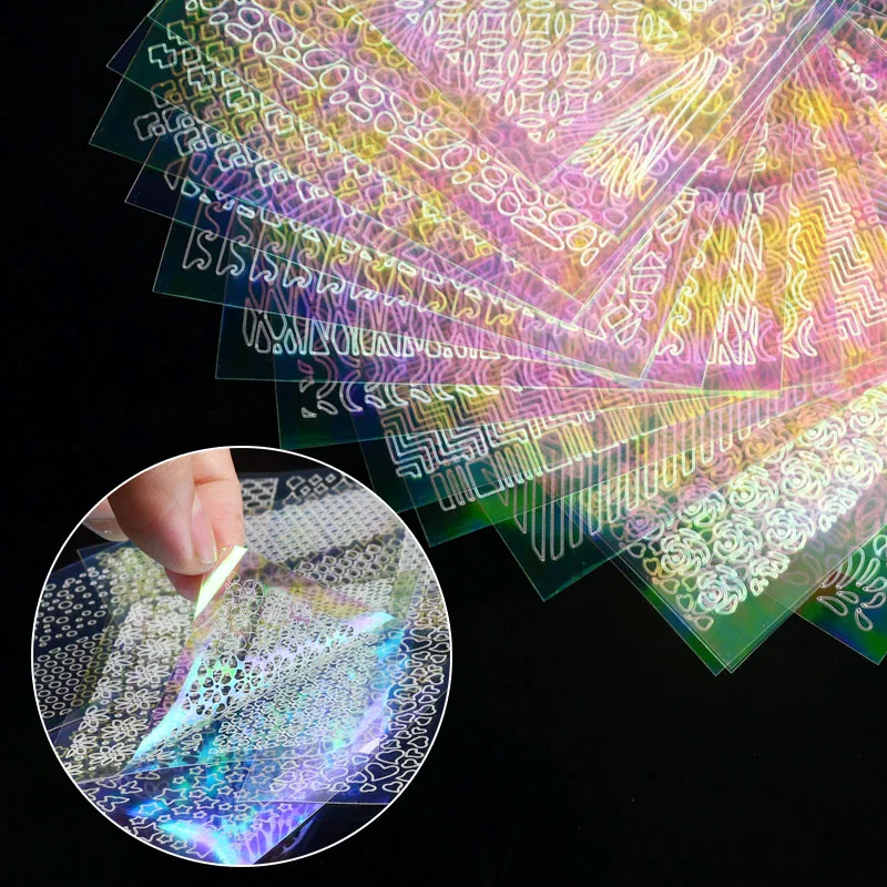 

AB Color Christmas Unicorn Hollow Nail Vinyls Set Adhesive Sticker Manicure 3D Nail Art Stickers 24 Sheets Random Pattern