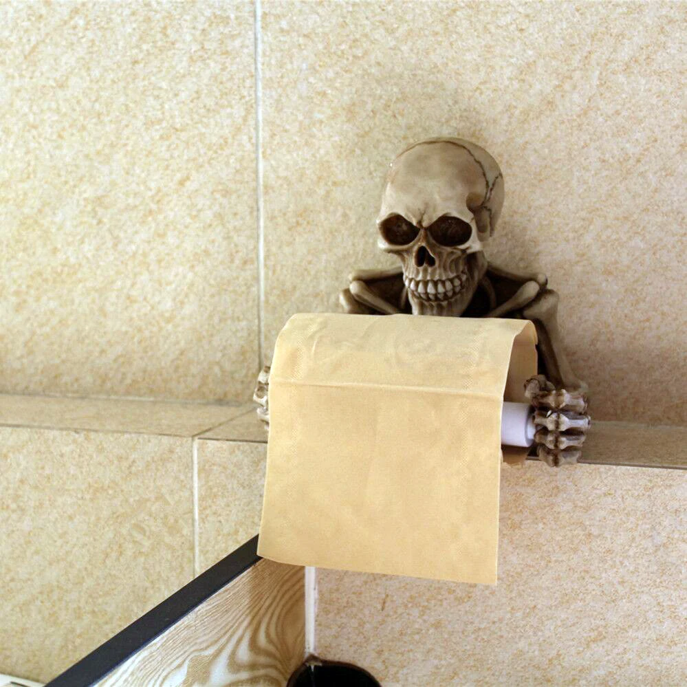 Creative Skull Toilet Paper Holder Wall Mount Tissue Box Paper Roll Holder 3D Sanitary Storage Bar Bathroom Organizer toilet paper holder,toilet paper rack,toilet roll holder