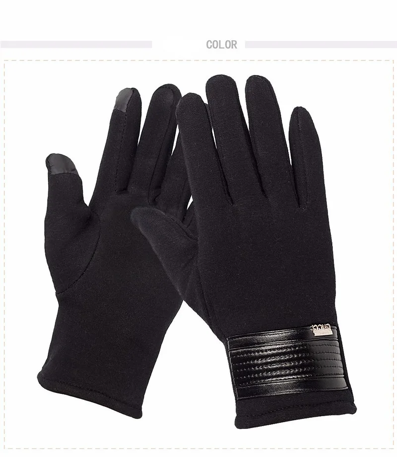 Мужские модные зимние теплые спортивные виброзащитные перчатки для велоспорта для шерсти кожаные Наручные мягкие кашемировые перчатки для вождения с сенсорным экраном C42