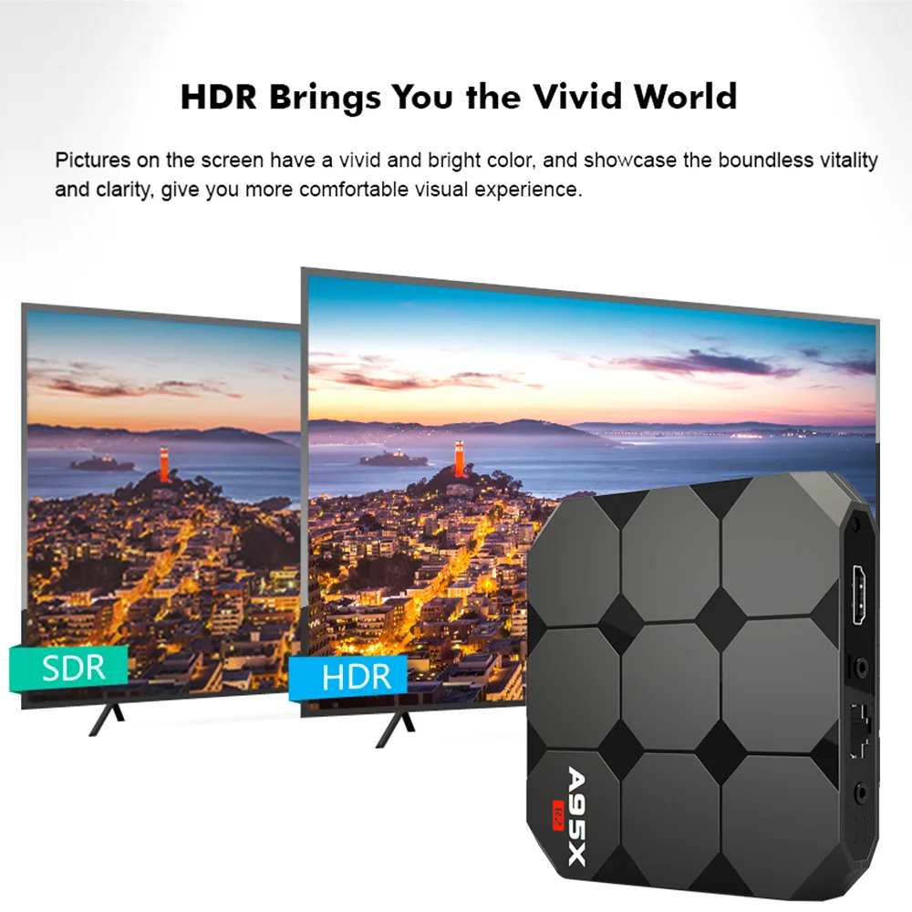 Приставка Смарт ТВ A95X R2 Android 7 1 Amlogic S905W 4 ядра H.265 HDR10 2 + 16 ГБ DLNA Wi Fi LAN|tv box amlogic|smart androidtv