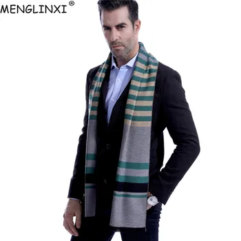

Fashion Strpied Best Christmas Gift Men Scarf Brand Winter Warm Scarves Autumn Scarf New Year Man Casual Business Scarves Warps