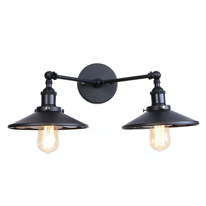 Черный Американский промышленный настенный светильник LED Edison 2 головки