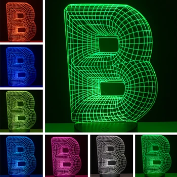 

3D lampara letter B LED Lamp 7 color change Desk Table Bulb USB Touch Switch Remote Controller house decoration DIY name set