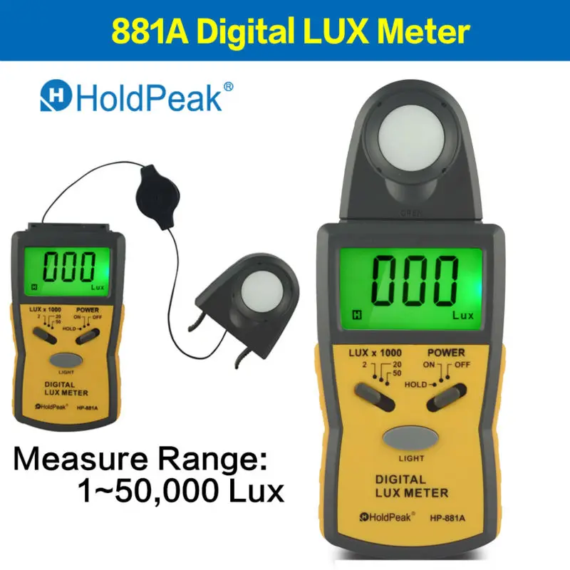 HoldPeak 50,000 Luxmeter Digital Light Meter with Detachable Photo