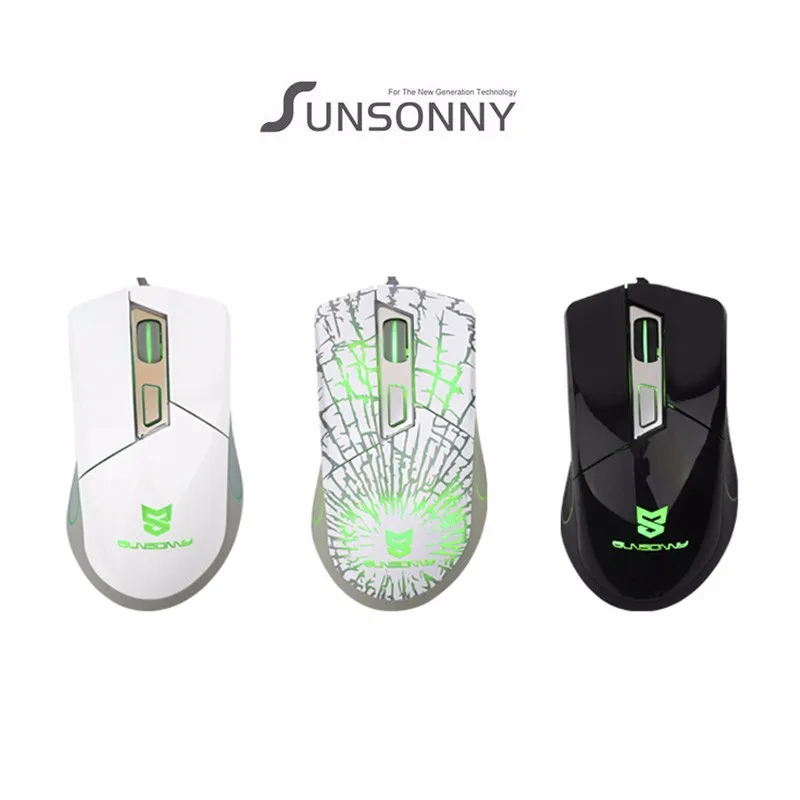 Sunsonny W-M20 Проводная usb-мышь крутая трещины мигающая лампа 7 цветов подсветка красочная полупрозрачная игровая офисная домашняя мышь для лэптопа