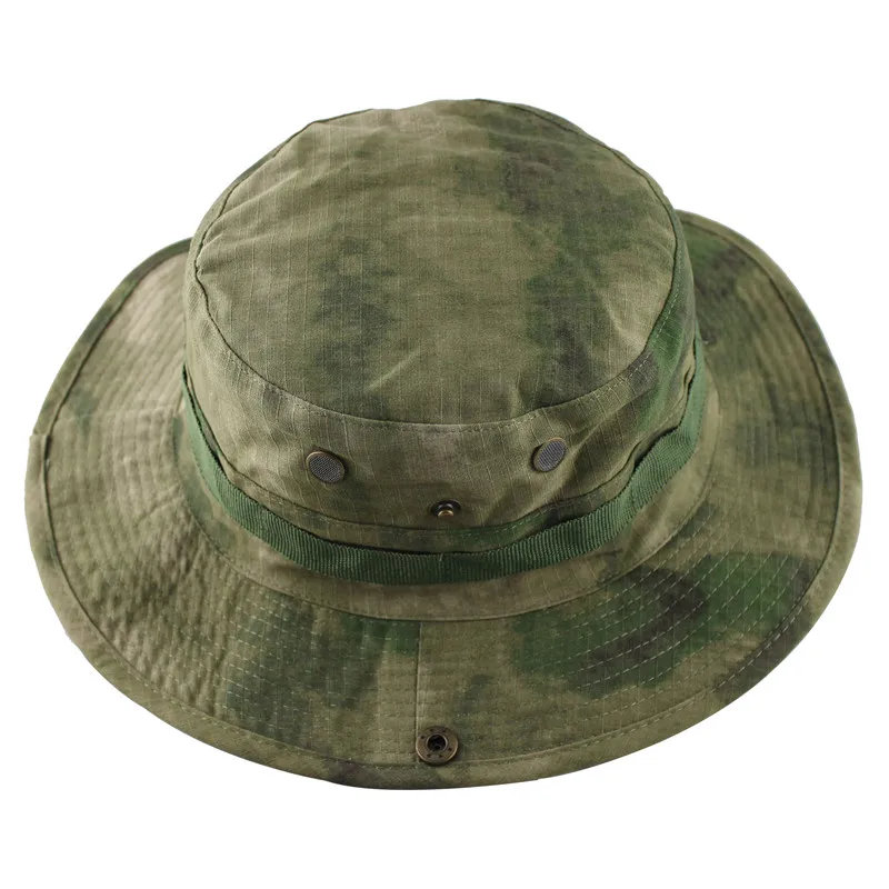 Летняя уличная шляпа для охоты, рыбалки, сафари, Панама, камуфляжные шапки Boonie, непальская Кепка для пеших прогулок, шляпа от солнца с регулируемым ремешком - Цвет: FG