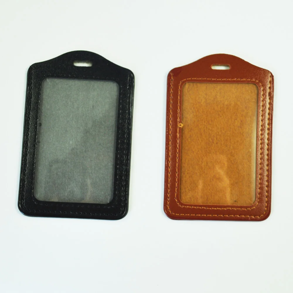 2 шт искусственная кожа Бизнес ID значок карты вертикальные держатели черный коричневый