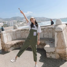 Летние Новые Комбинезоны модная Корейская версия комбинезона брюки тренд женские джинсовые комбинезоны размер s-xl