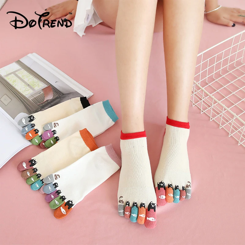 

Women Colorful Toe Socks Five Finger Socks Cotton Funny Socks Cotton Casual Animal Thick Socks 2019 New