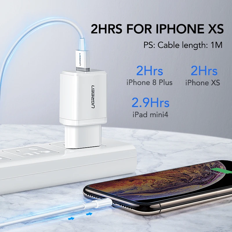 Зарядное устройство USB Ugreen 5 В 2 1 А MFi кабель для iPhone Xs Max XR быстрое зарядное X 8 7