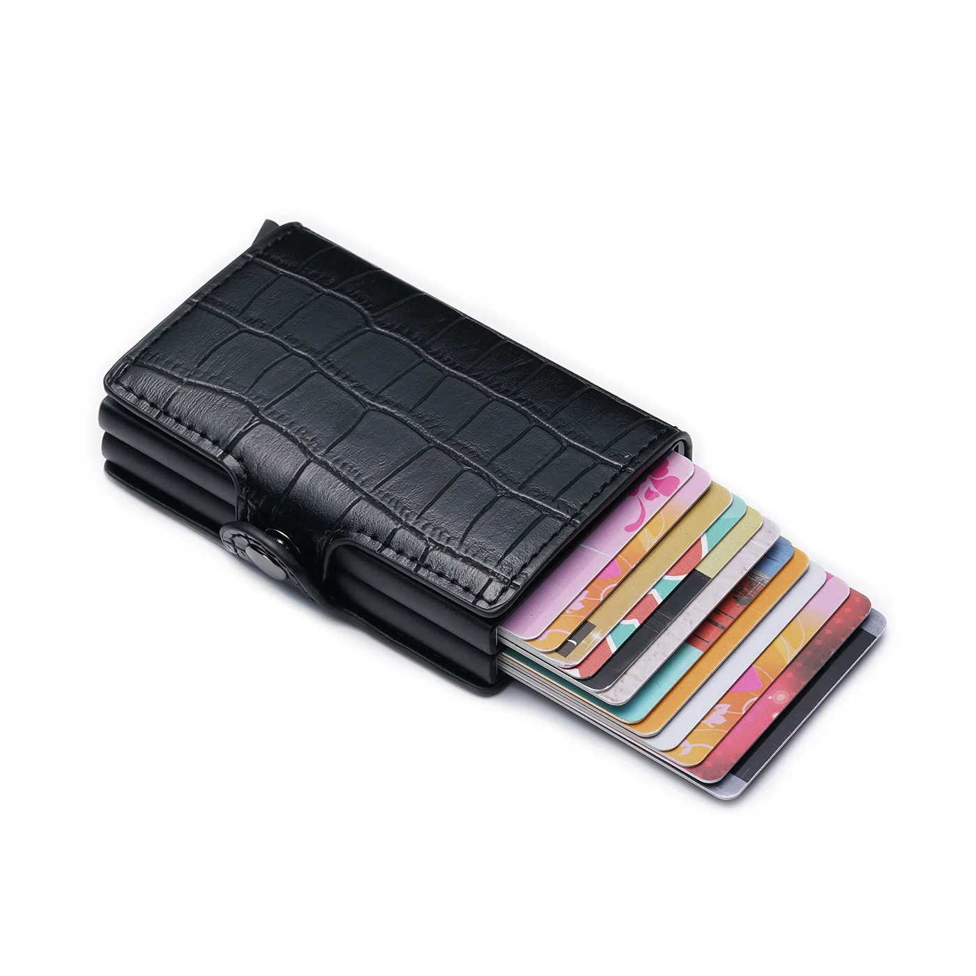 BISI GORO PU кожаный держатель для кредитных карт новый алюминиевый, двойной модный мужской и женский металлический RFID Винтажный чехол с