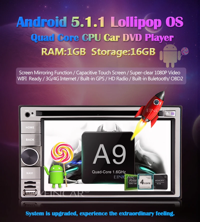 4 ядра Android 5,1 автомобильный dvd 2din автомобильный DVD игрок двойной din стерео gps навигация автомобильное радио android 2din+ камера