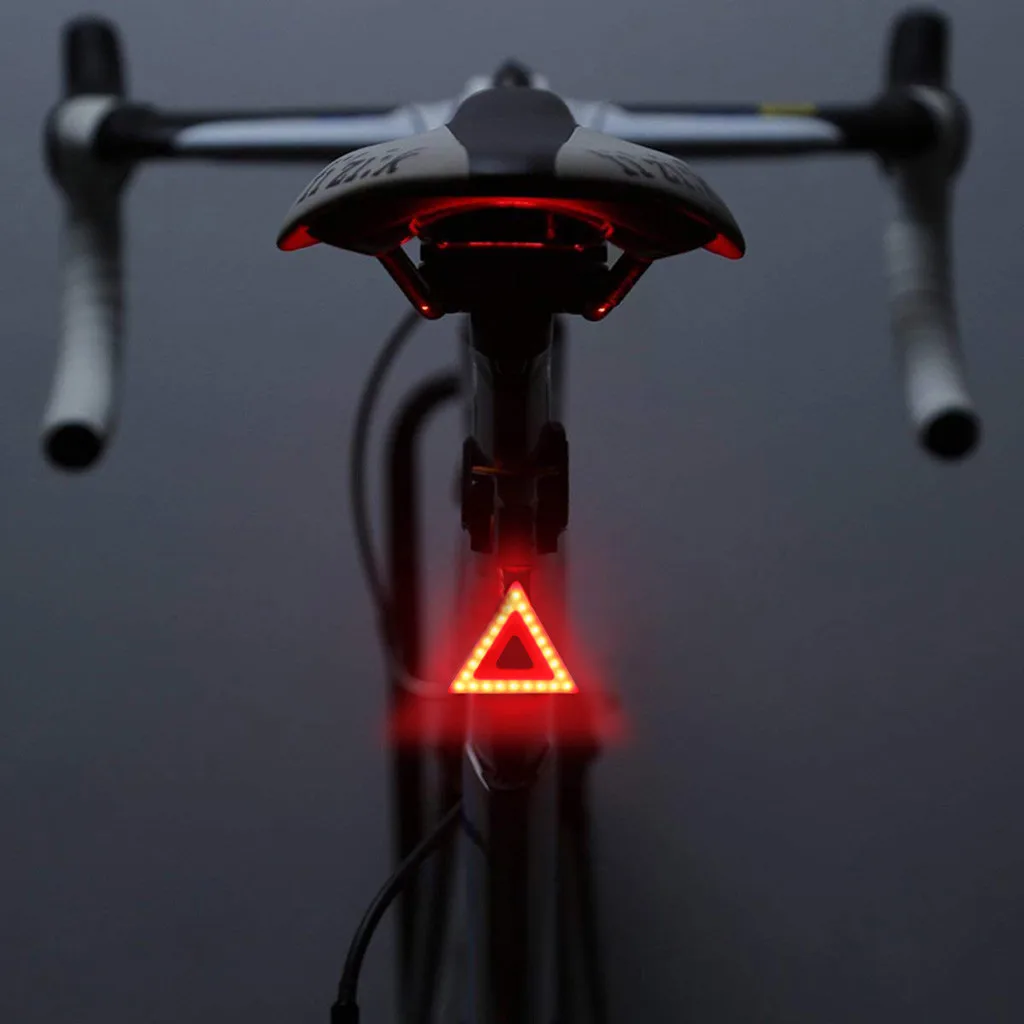Discount USB Rechargeable Bike Rear Tail Light LED Bicycle Warning Safety Smart Lamp Unique Red Yellow Light Riding Night Triangle Shape# 7 Discount USB Rechargeable Bike Rear Tail Light LED Bicycle Warning Safety Smart Lamp Unique Red Yellow Light Riding Night Triangle Shape# 7