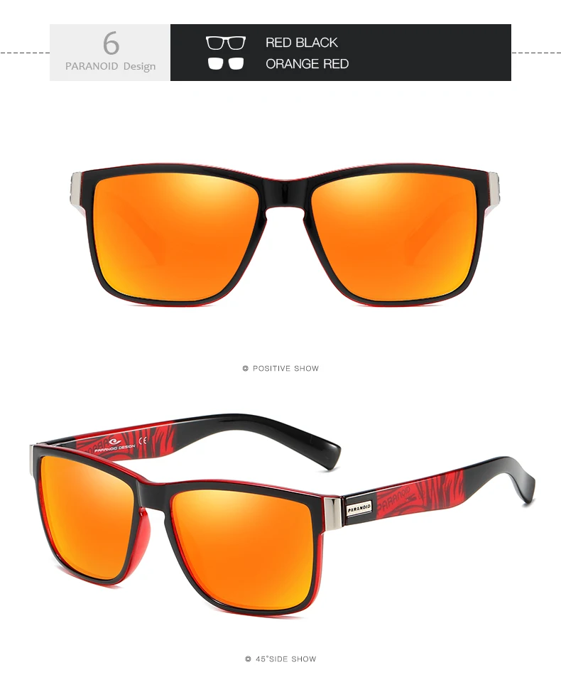 Параноидальные солнцезащитные очки мужские поляризованные солнцезащитные очки для мужчин женские поляризованные квадратные черные солнцезащитные очки мужские очки Oculos - Цвет линз: NO.6