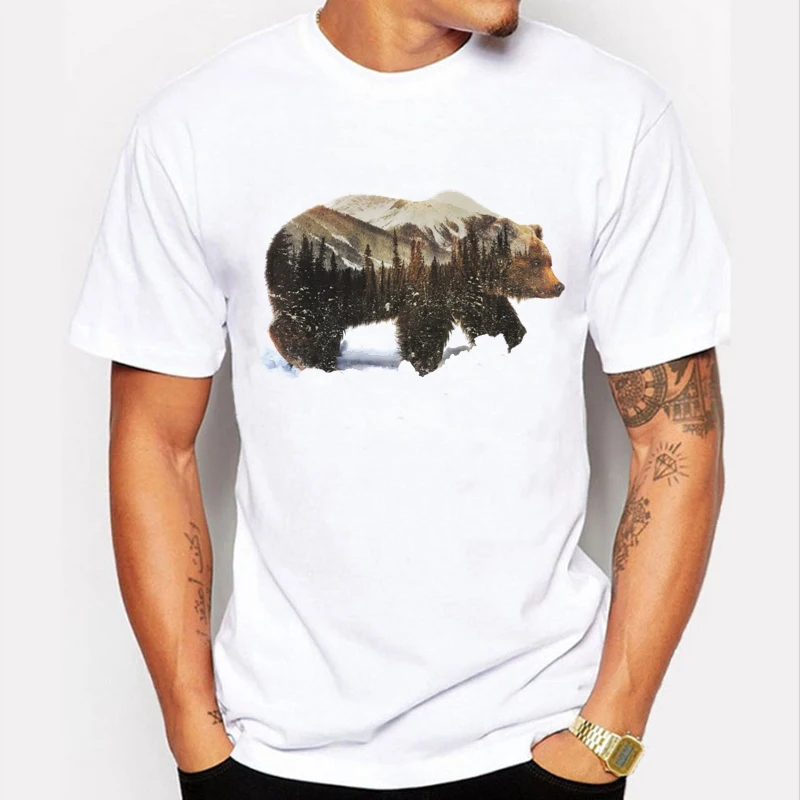 2017 New Mens T Shirts Harajuku Arctic Grizzly Bear Print T shirts Men ...