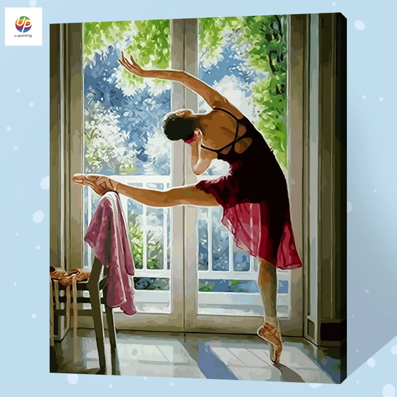 Frameless Digital Painting By Number Practice Dancer Girl Acrylic Paint Abstract Modern Wall Art Canvas For Home Deco | Дом и сад