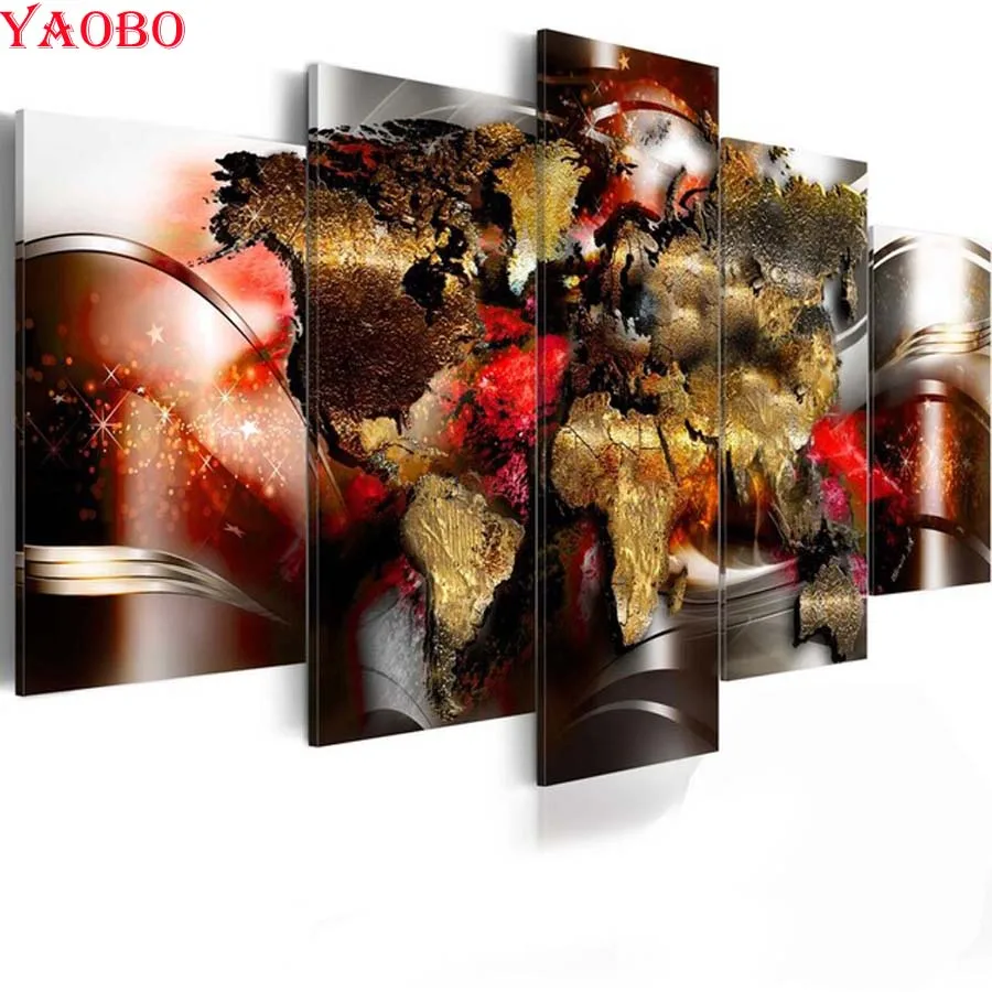 5 pcs 5D DIY Diamond Painting abstract World Map Handicraft Cross Stitch Full Square Embroidery sale of pictures mosaic | Дом и сад