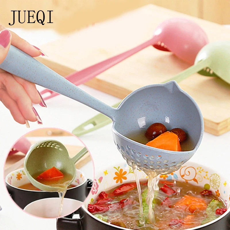 

plastic Long spoon straw soup spoon colander two-in-one environmental tableware hot pot dual-use spoon Colanders & Strainers