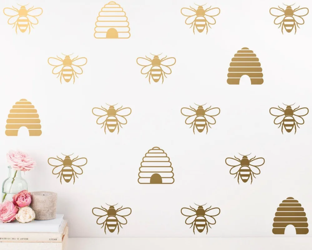 Pegatinas De Abeja Para Pared Abeja De Oro Y Colmena Pegatinas