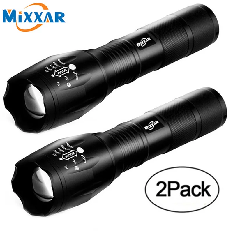 

ZK10 2PCS/Lot Portable 8000LM T6 LED Flashlight 5 Mode Zoom Q250 TL360 Torch Camping Light Lamp For 18650 or 3xAAA Battery