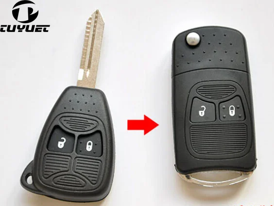 

2 Buttons Modified Flip Folding Key Shell for Chrysler Jeep Compass Wrangler Patriot Remote Key Case Fob