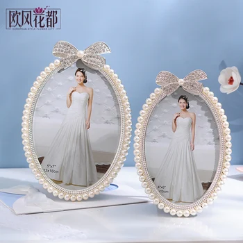 

European style 6 inch, 7 inch art photo stand, wedding modern simple Korean table, Korean white picture frame