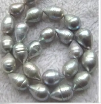 

classic 13-14mm south sea natural baroque grey pearl necklace 18inch