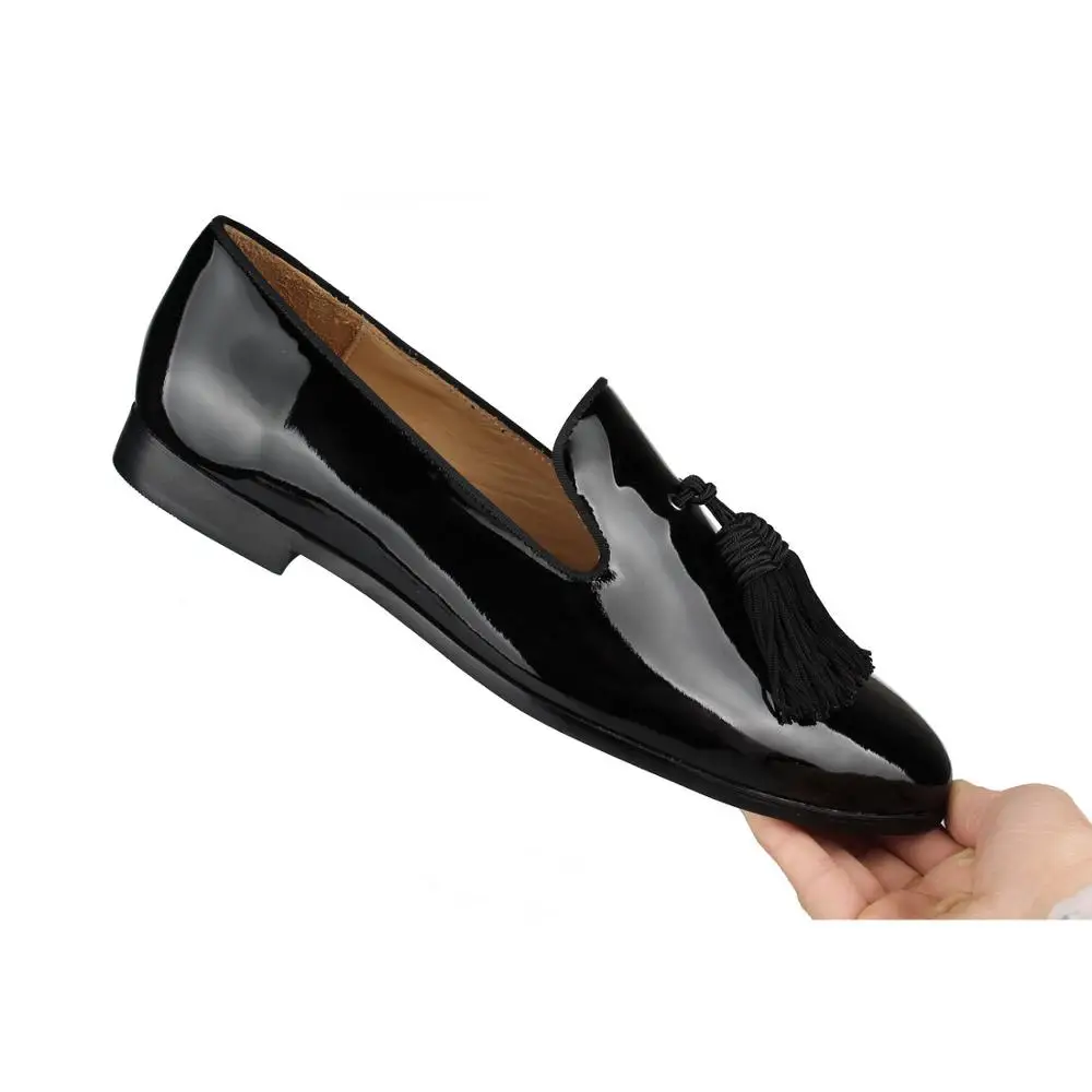 PATENT LEATHER Loafers SLIPPERS WITH SILK TASSELS (6)