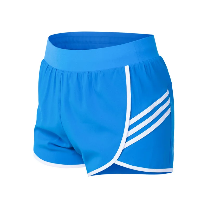 Vansydical, спортивные шорты для женщин, для тренировок, фитнеса, бега, спортзала, фитнеса, бега, полосатые шорты - Цвет: Blue With White