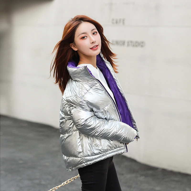 

2020 Winter Glossy Down Parka women's jackets Winter Warm Thick Parka Loose Coat Winter Women Double-sided Outerwear