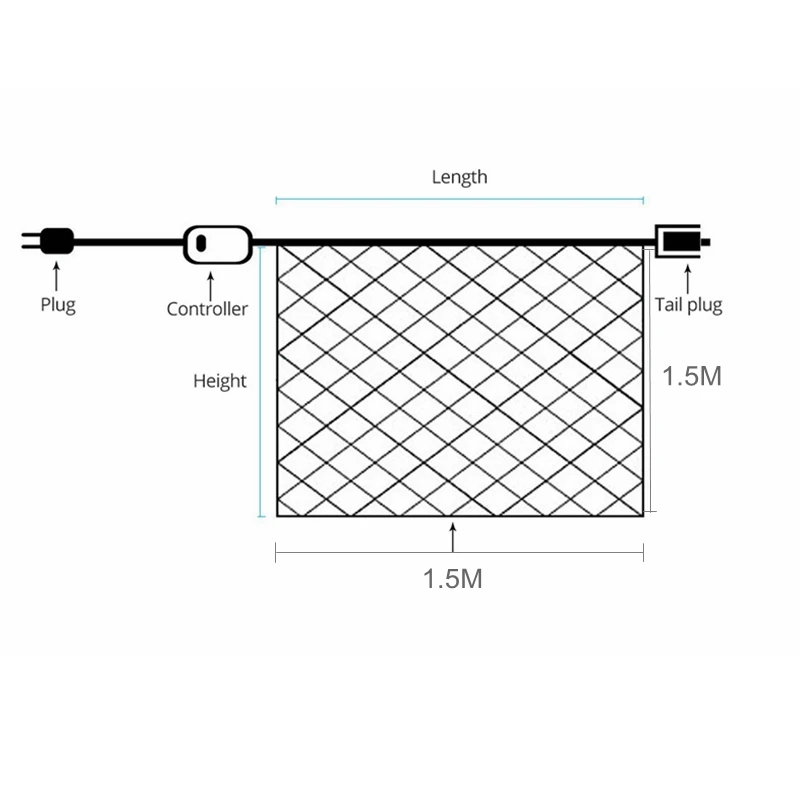 AIMENGTE 220 В светодиодный праздничный светильник для занавесок 1,5*1,5 м/3*2 м/6*4 м сетчатый уличный светодиодный Сказочный светильник рождественское/свадебное украшение - Испускаемый цвет: Mesh light 1.5MX1.5M