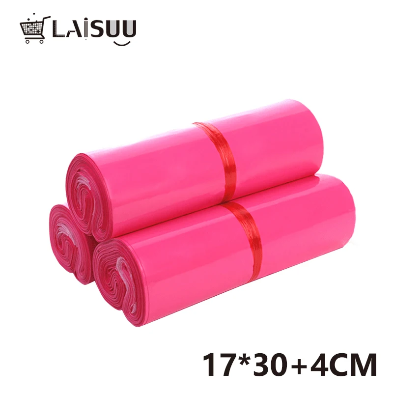 100 pc 6,6*11,8 дюйма/17*30 см Высокое качество для девочек розовый Экспресс сумка Водонепроницаемый пакет с застежкой полиэтиленовый почтовый