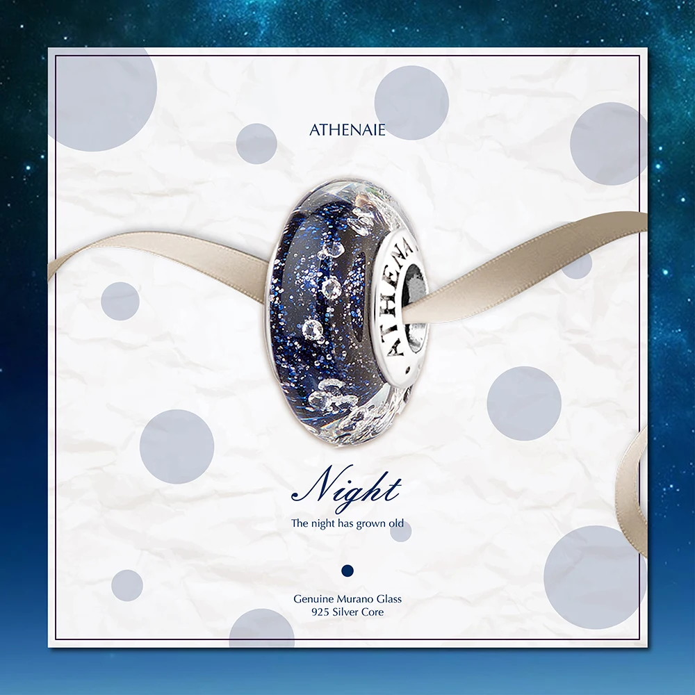 ATHENAIE подлинные 925 пробы серебряные фиолетовые и синие прозрачные CZ бусины из муранского стекла подходят к оригинальному браслету, рождественские украшения