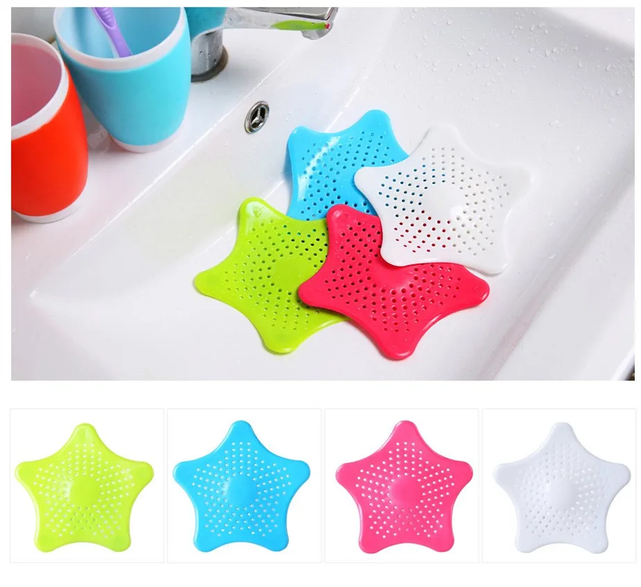 

2019 New kitchen silicone five-pointed star sink filter bathroom sucker floor drains shower hair sewer filter colanders strainer