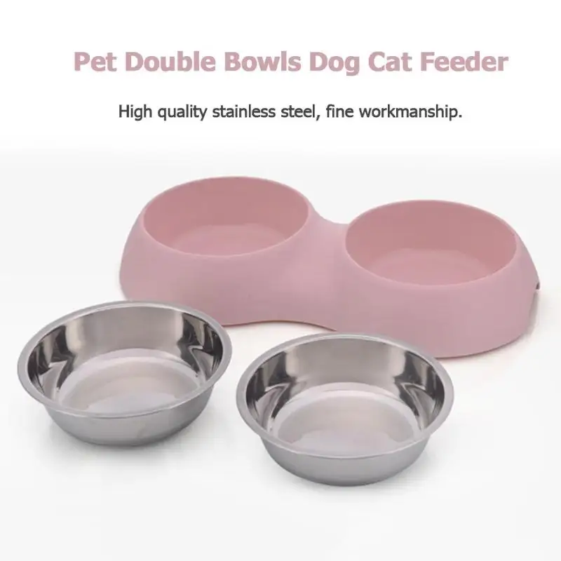 Миски для питья для собак, двойные миски для домашних животных, кормушка для кошек и собак, нескользящая миска для питья