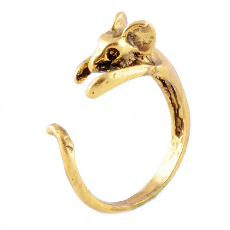 Qilmily Регулируемый Мышь сплава кольцо для ключей Для женщин Для мужчин Ancient Gold Silver Ювелирное Украшение с изображением животных, подарки вечерние свадебные Сувениры Мода