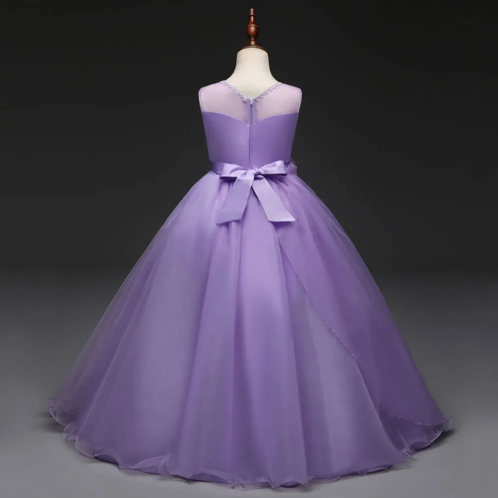 JaneyGao/Платья с цветочным узором для девочек для свадебной вечеринки; Новое поступление года; фиолетовое торжественное платье для девочек-подростков; белые платья для первого причастия