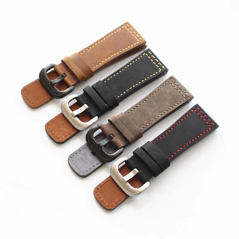 

LUKENI Handmade 28mm Genuine Leather Watchbands Brown Gray Black Watch Strap For Men Seven Friday Watch Hour With Buckle