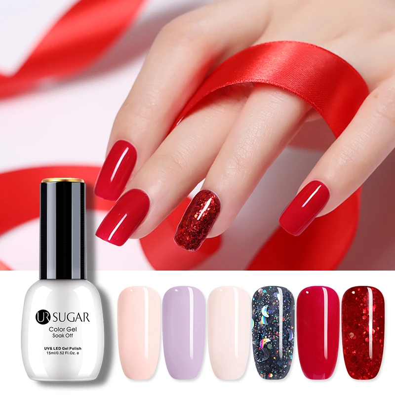 UR SUGAR 15ml Nail Color Gel Polish Red Semi Permanent Soak Off UV Varnish Long Lasting Art varnish | Красота и здоровье