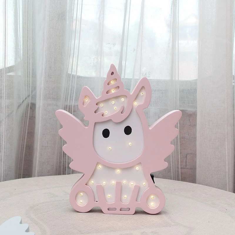 

LED Night Light Unicorn Shape Nordic Cartoon Wall Hanging For Battery Operated Luminaria Romantic Bedroom Decor Lamps
