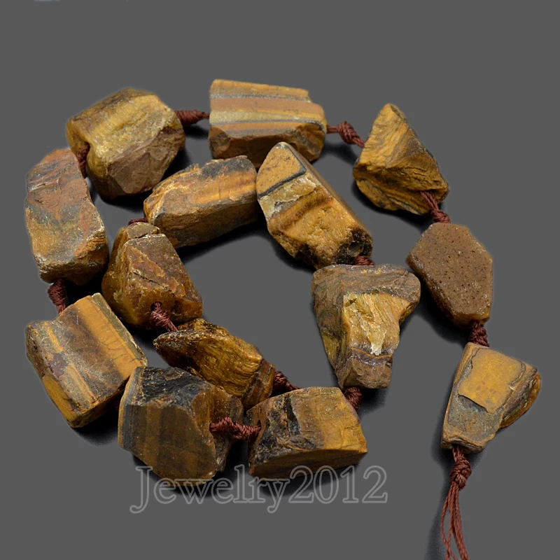 

2 Strands/Lot Yellow Tiger Eye Large Rough Raw Natural 15mm - 30mm Gem stone Baroque Nugget Freeform Beads 16'' Wholesale