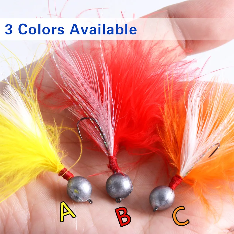 

Fishing Lure Hook 2.6g 2pcs Lead hook jig head With feathers and bright wire spinner fishing accessories pesca Fishhook Tackle