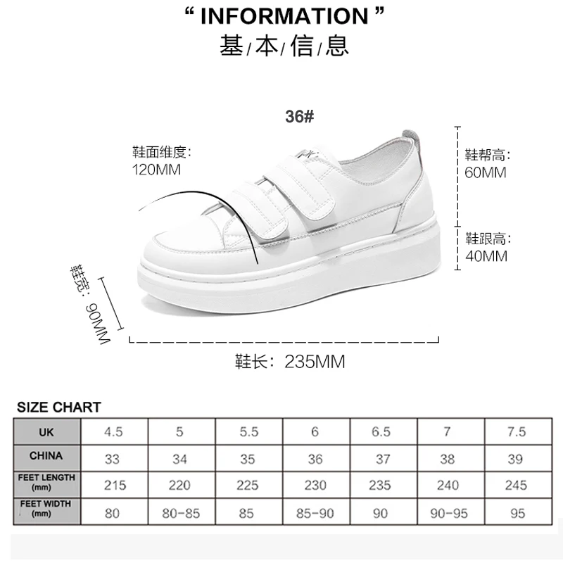 AOKANG/Новинка; сезон весна; женская повседневная обувь; кожаные женские кроссовки на платформе; женская обувь белого цвета на застежке-липучке; кроссовки; Chaussure Femme