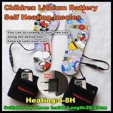 Детские Смарт USB электрические стельки с подогревом, зимние уличные теплые спортивные лыжные стельки для мальчиков и девочек с литиевой батареей Самонагревающиеся 30-36 ярдов